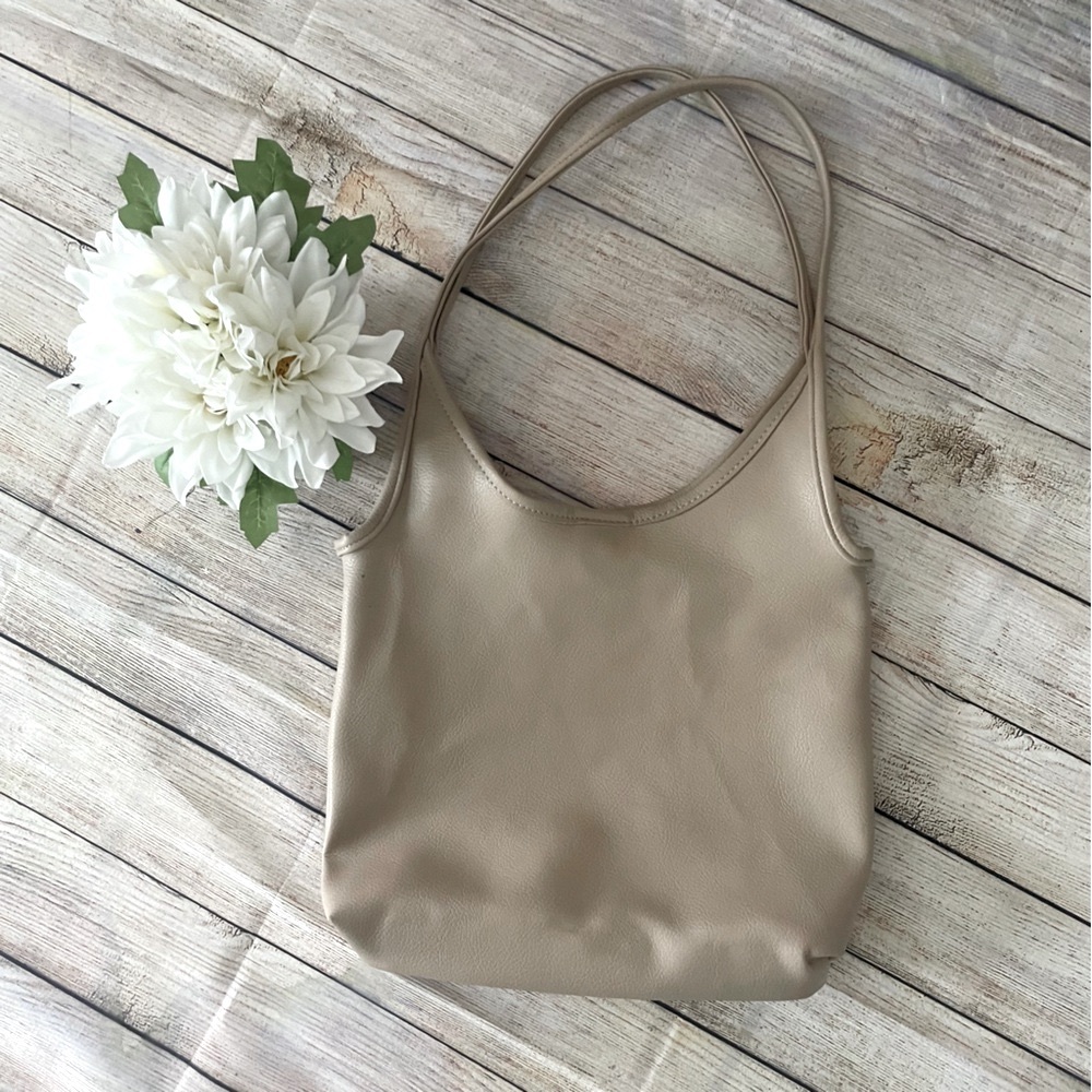 Montana West Khaki Tan Cream slouchy shoulder bag with top snap closure